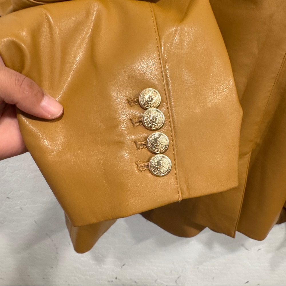 Calvin Klein Double-Breasted Faux Leather Blazer Womens 24W Business Casual - Picture 11 of 11